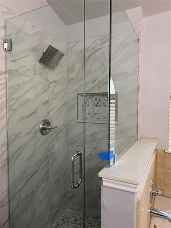 a bathroom with a shower