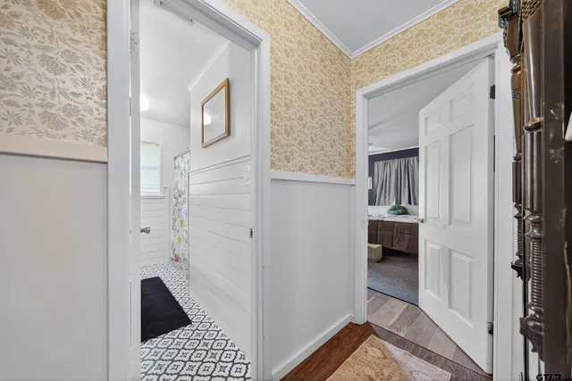 a bathroom with a sink and a shower