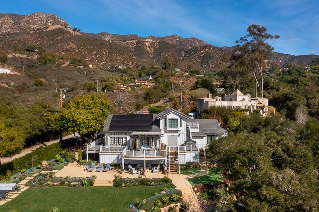an aerial view of a house