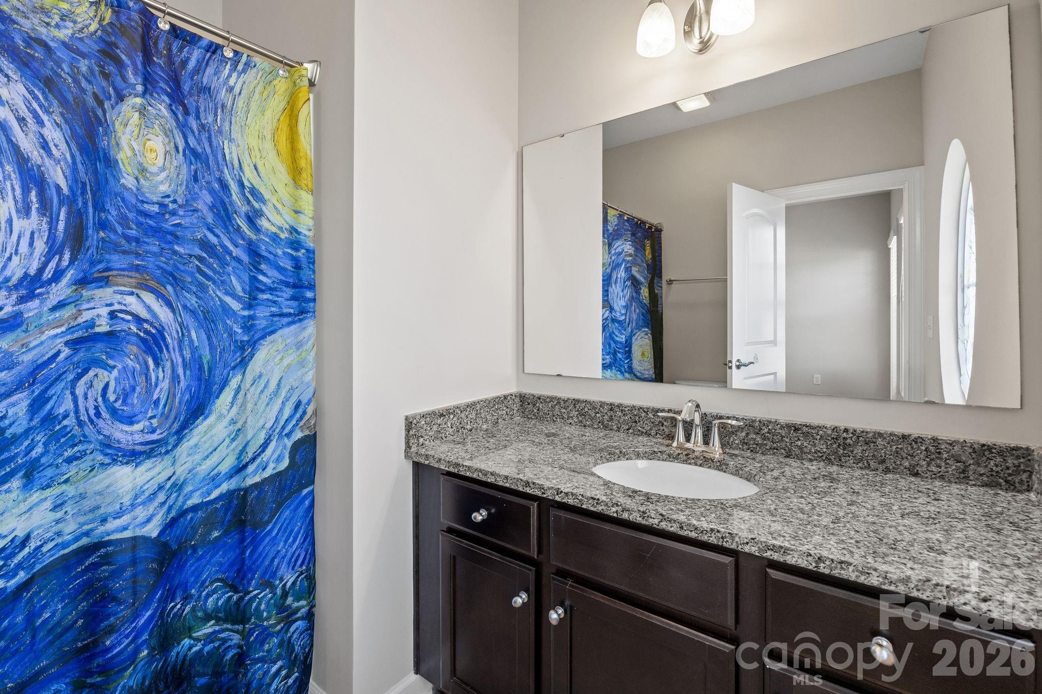 1221 Violet Court Fort Mill, SC 29708 - Photo 41 of 48 a bathroom with a granite countertop sink and a mirror