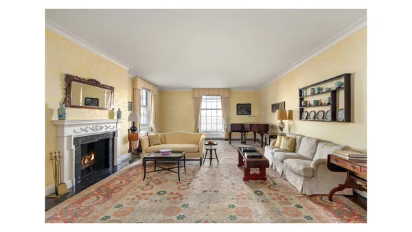 a room with furniture and a potted plant