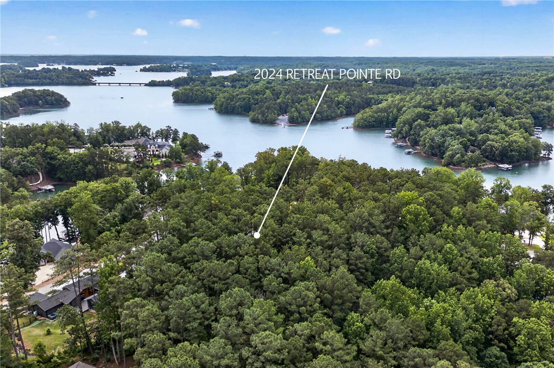 2024 Retreat Pointe Road West Union, SC 29696 - Photo 39 of 43 A tranquil aerial view reveals a vast, tree-filled landscape bordering Lake Keowee.