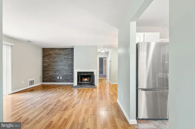 a view of a livingroom with a fireplace