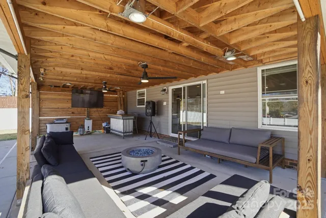 a view of a lounge chairs in the patio