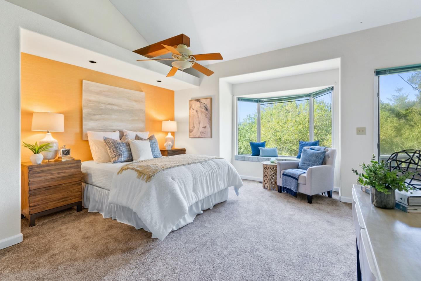 720 Fern Ridge Felton, CA 95018 - Photo 22 of 47 a bedroom with bed and large windows