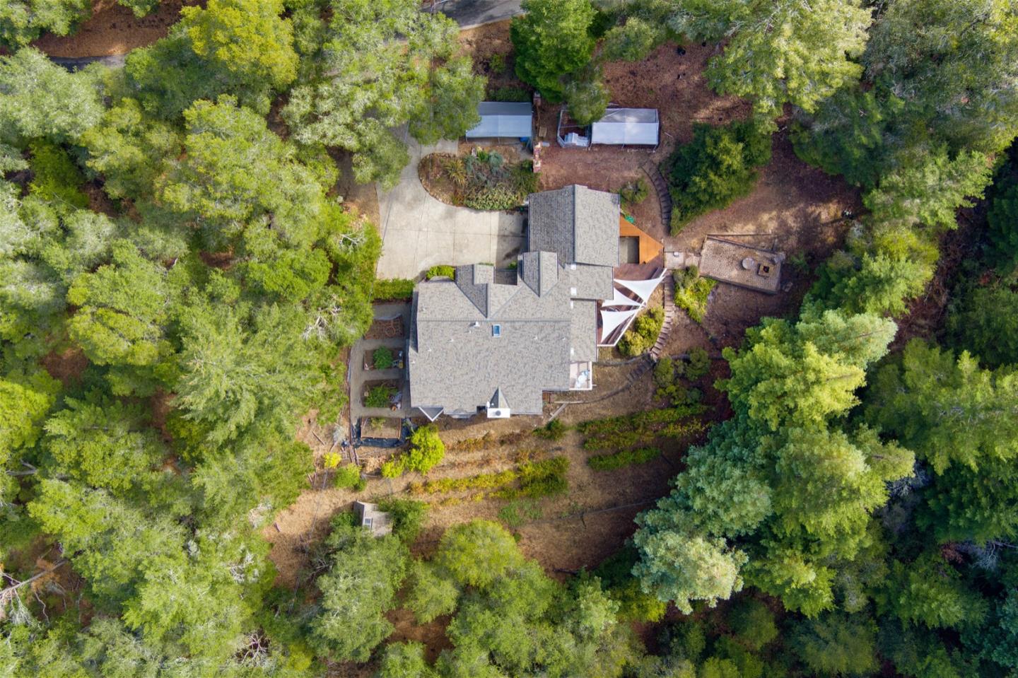 720 Fern Ridge Felton, CA 95018 - Photo 43 of 47 an aerial view of residential house with outdoor space and trees all around