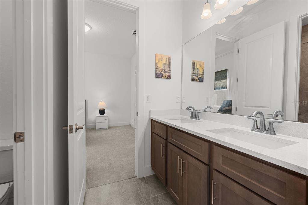 9185 Sanders Tree Loop Wesley Chapel, FL 33545 - Photo 23 of 47 a bathroom with a sink and a mirror