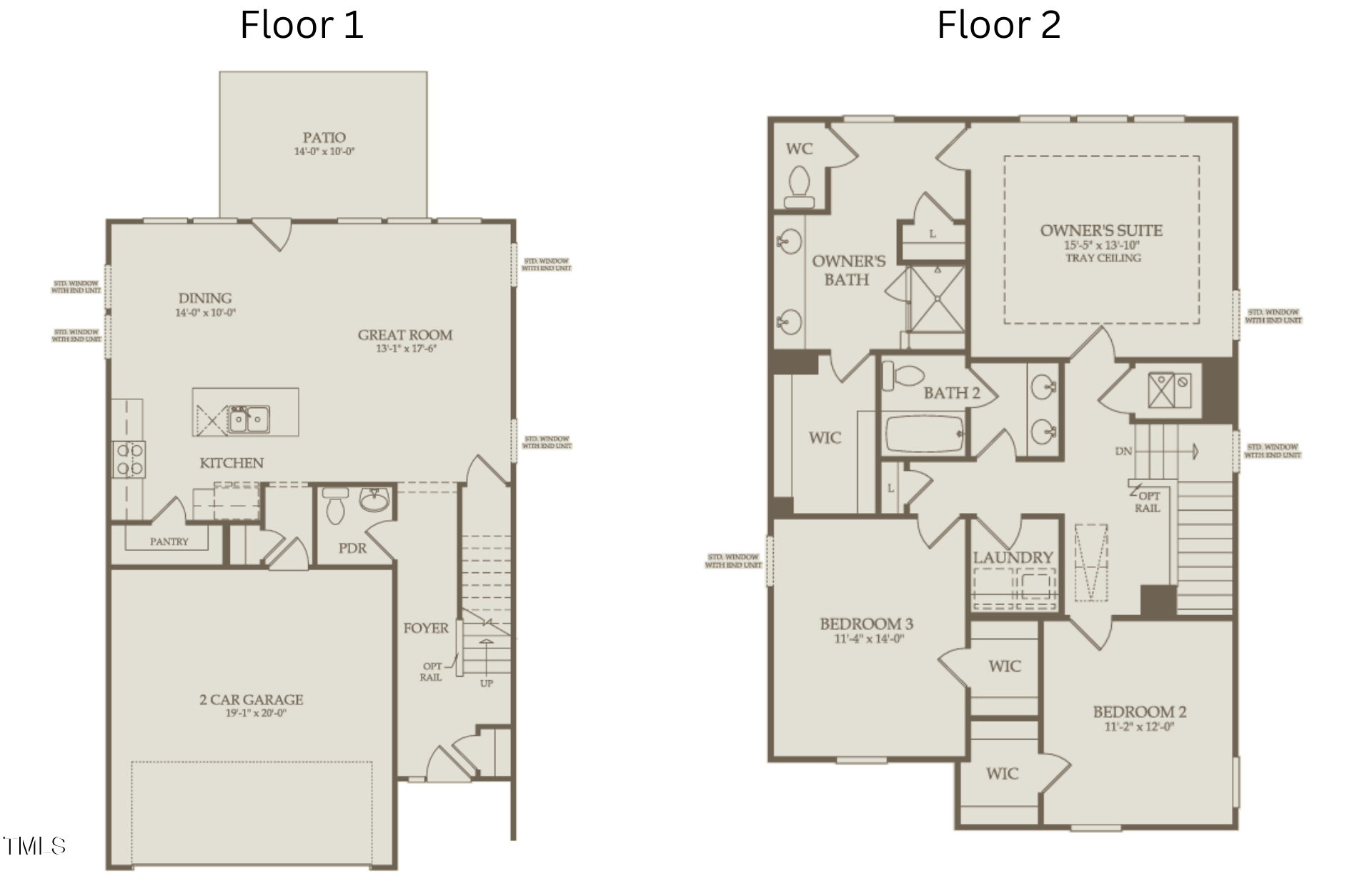 299 Broomside Avenue Raleigh, NC 27603 - Photo 22 of 22 Floor Plan Level 1 and Floor Plan Level 2