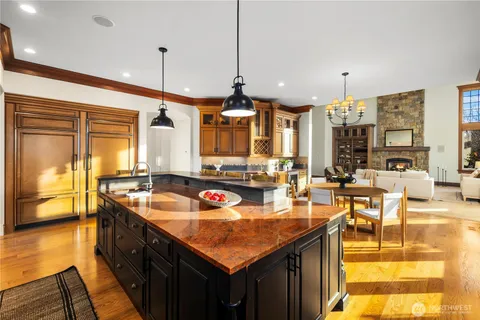 a kitchen with lots of counter top space