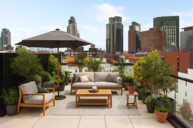 a view of city from a terrace