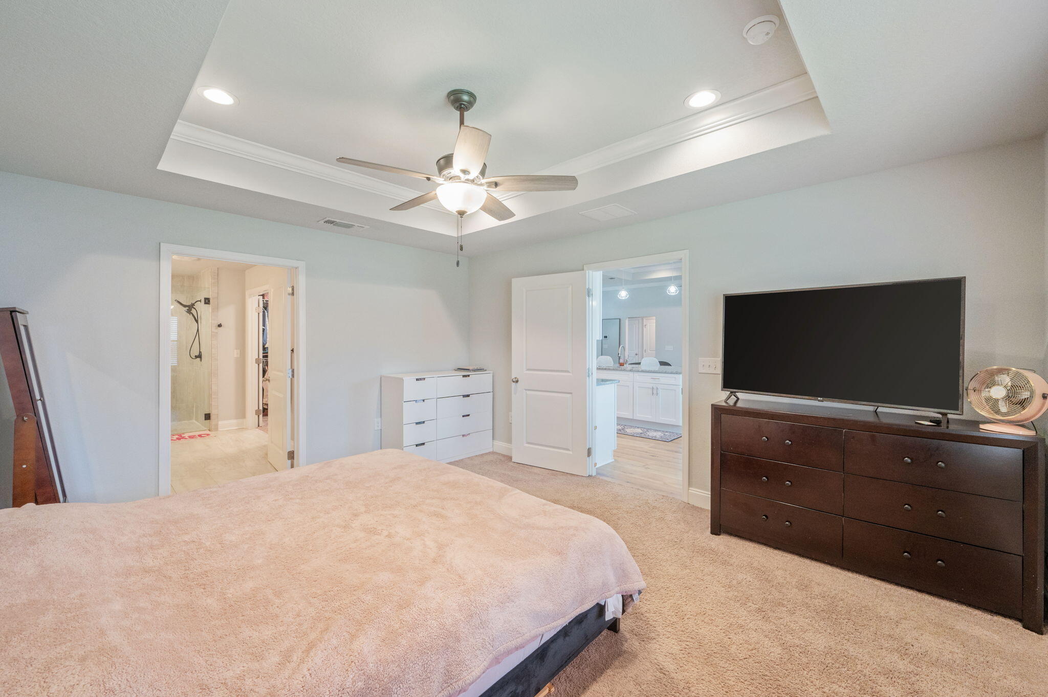 899 Al Hammett Road Mary Esther, FL 32569 - Photo 23 of 34 a bedroom with a bed and a flat screen tv