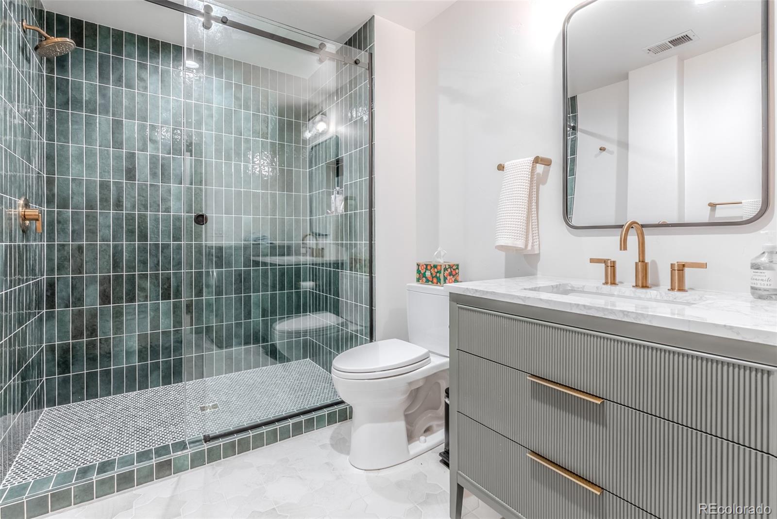 2515 South Fillmore Street Denver, CO 80210 - Photo 30 of 39 a bathroom with a sink toilet and shower