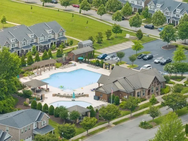 an aerial view of a house having outdoor space