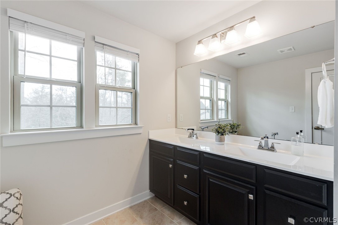 10419 Centralia Station Chester, VA 23831 - Photo 33 of 50 a bathroom with double sink large windows and a mirror