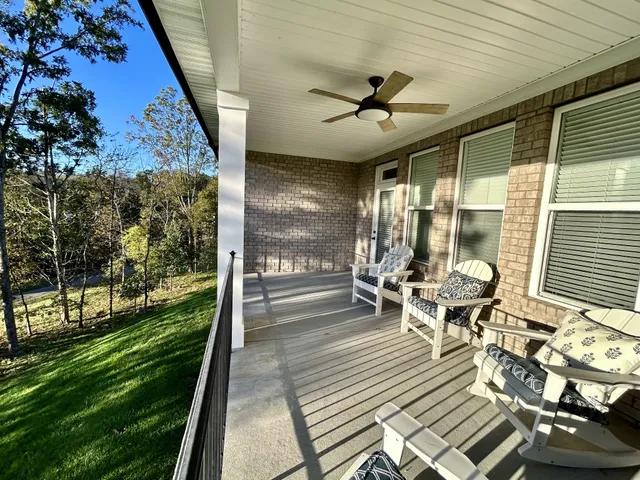 a living room with patio