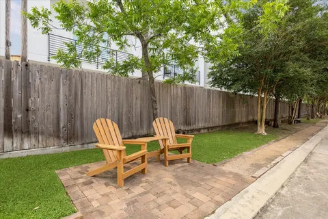 a view of a bench in the garden
