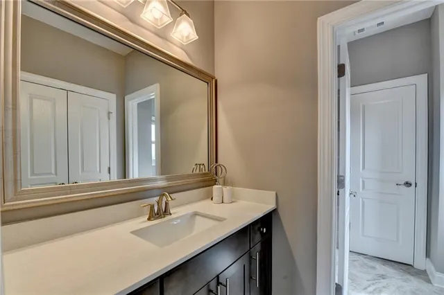 a hallway with cabinets