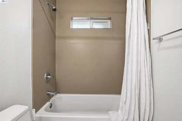a bathroom with a bathtub