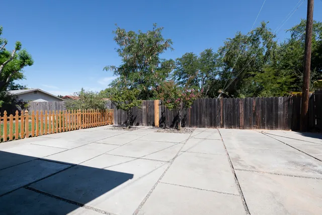 a terrace with view of trees