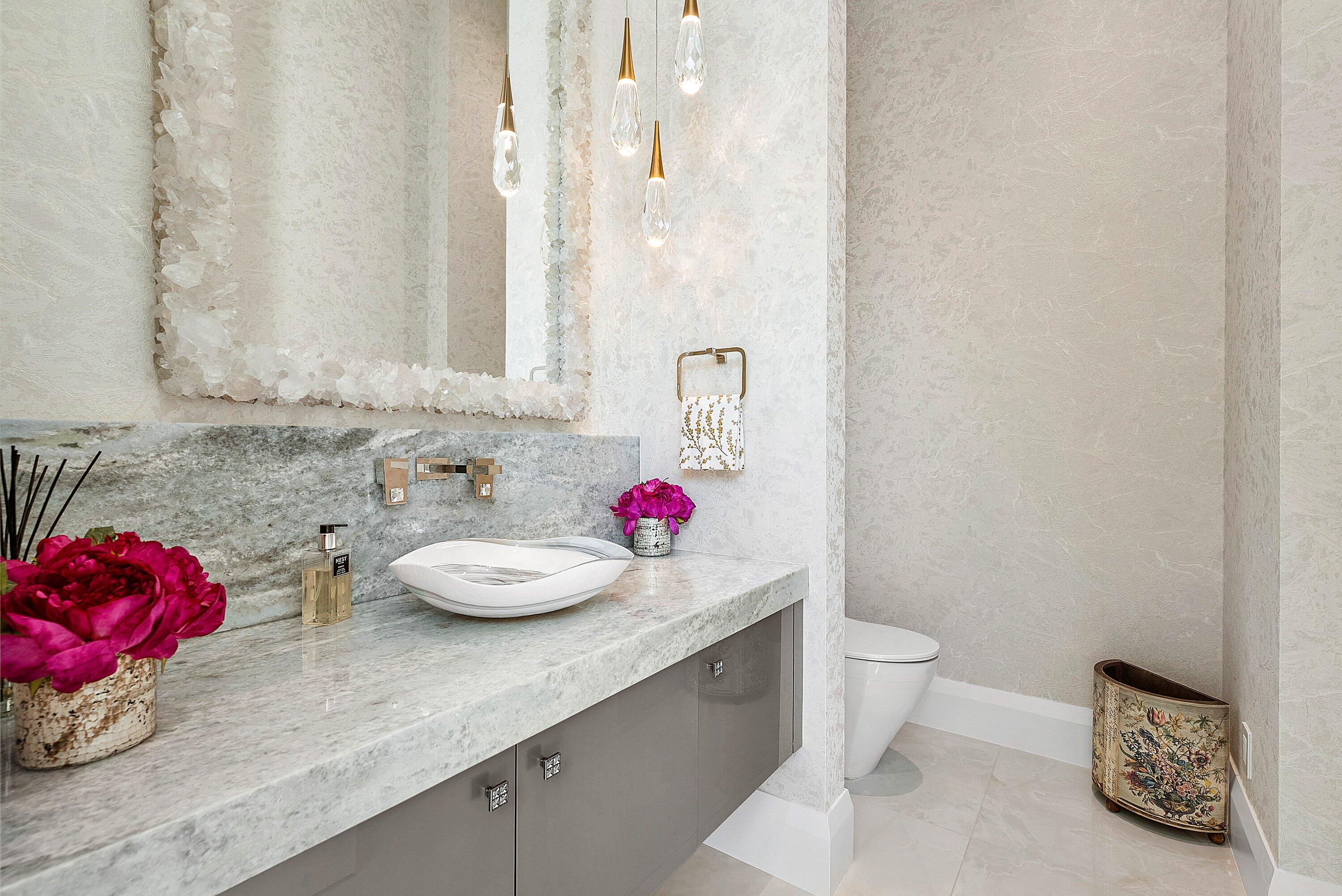 17615 Foxborough Lane Boca Raton, FL 33496 - Photo 16 of 120 a bathroom with a granite countertop sink and a mirror