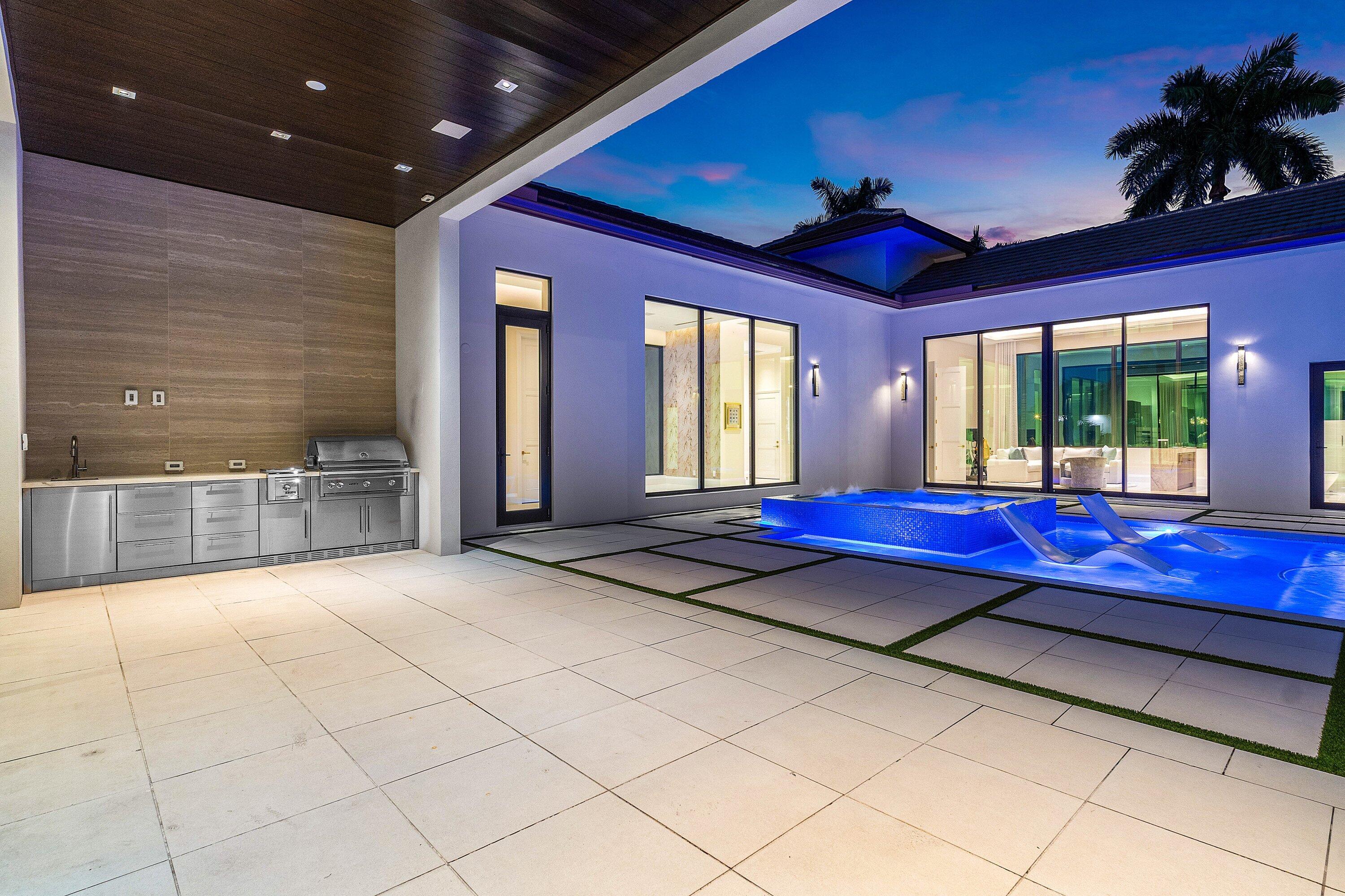 17615 Foxborough Lane Boca Raton, FL 33496 - Photo 61 of 120 Summer Kitchen /Pool - Dusk