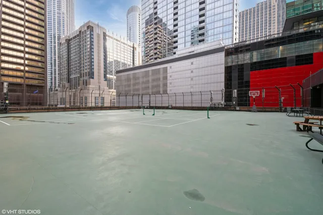 a view of a building with a street