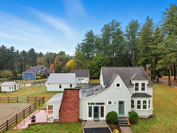 an aerial view of a house
