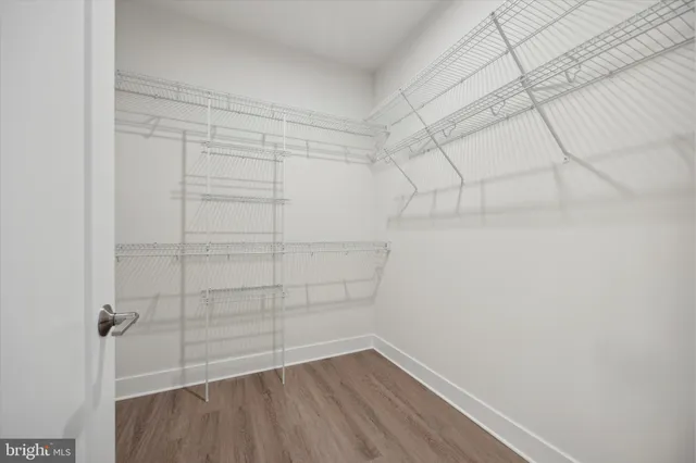 a view of a room with racks on the wall