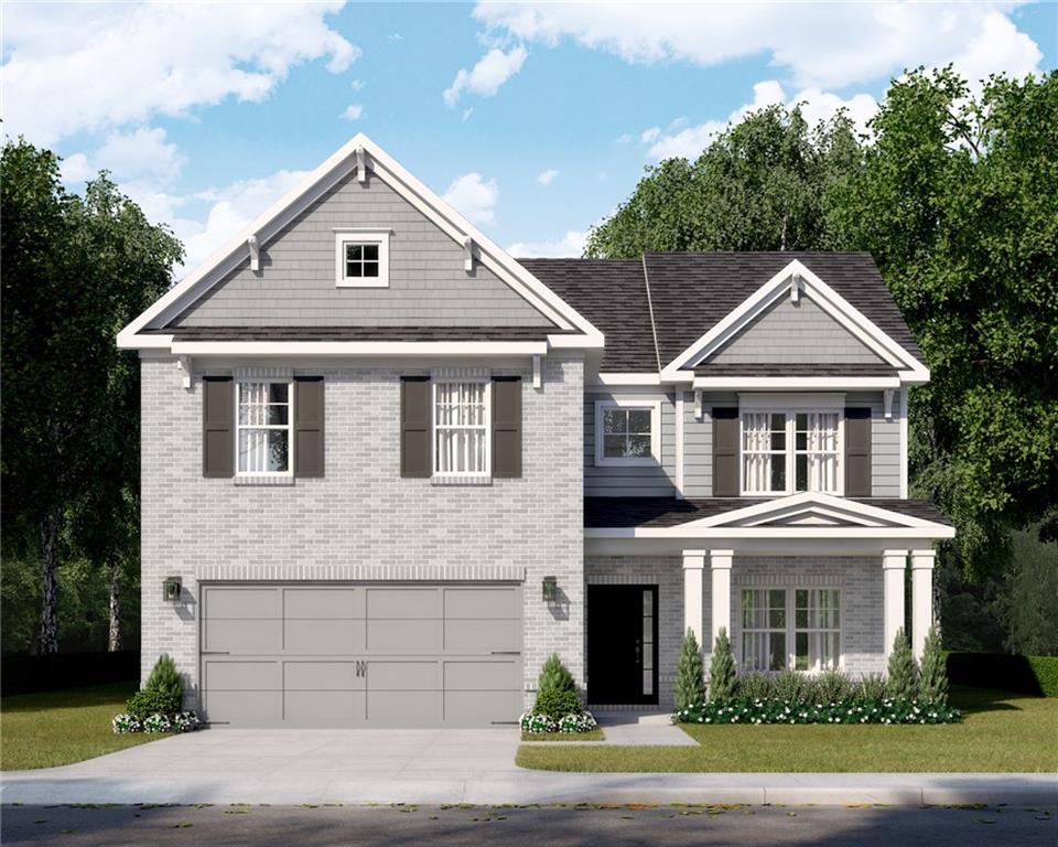 3147 Dowsing Lane Powder Springs, GA 30127 - Photo 1 of 1 a front view of a house with a yard and trees
