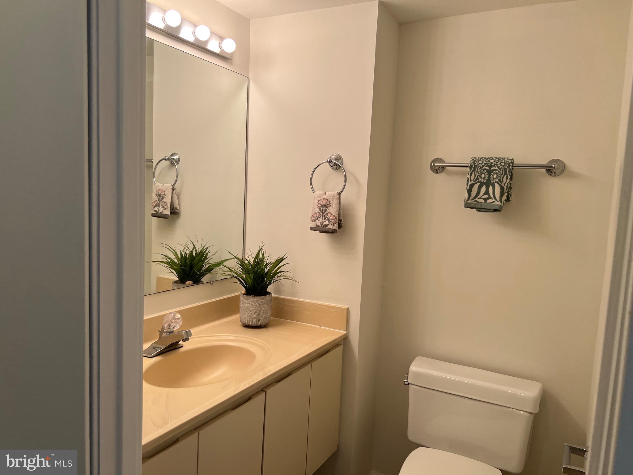 15100 Interlachen Drive, Unit 4709 Silver Spring, MD 20906 - Photo 9 of 22 a bathroom with a granite countertop sink a toilet and shower