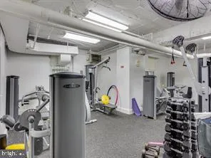 a view of a room with gym equipment