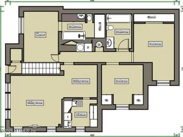 a front view of a building with parking