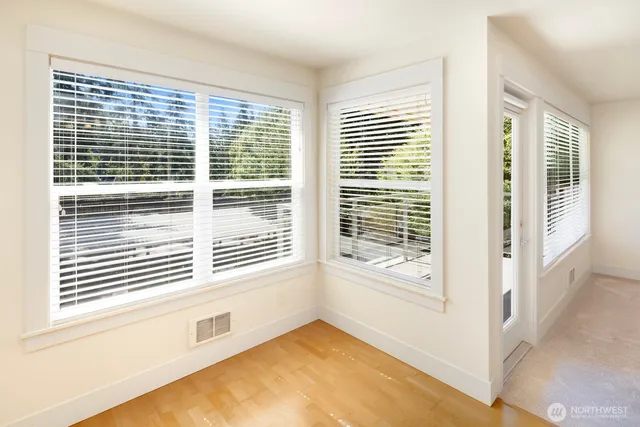 a view of a bathtub in a room