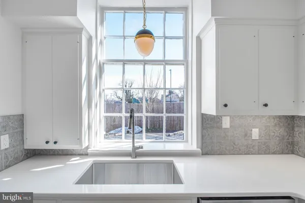 a view of a sink and window