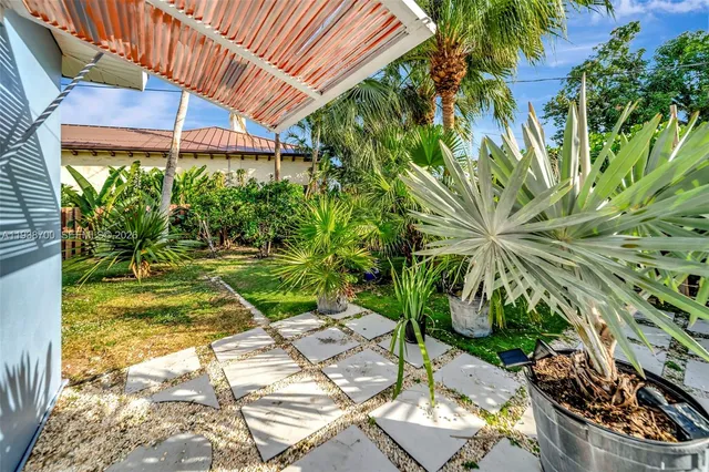 a view of a potted plant in front of a building