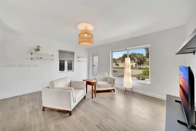 a living room with furniture