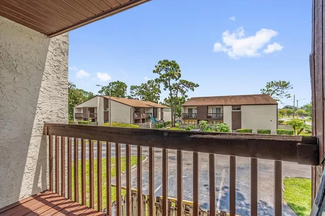 a street view from a balcony