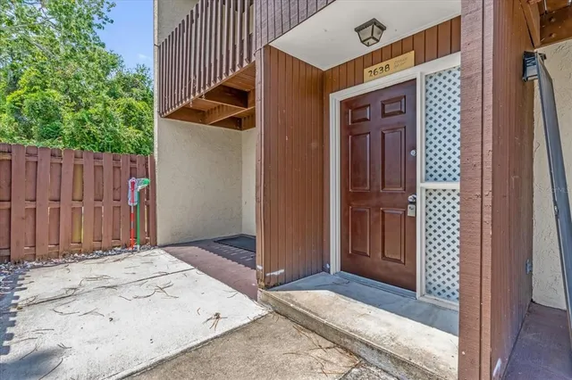 a view of a wooden door