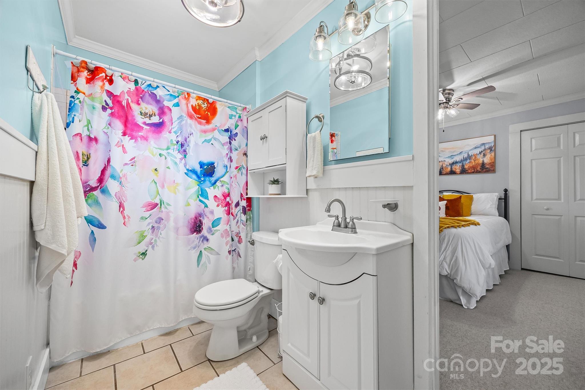 110 Glover Road Gastonia, NC 28056 - Photo 22 of 30 a bathroom with a sink a toilet and a curtain