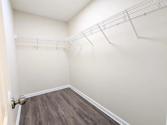 a view of a room with racks on the wall