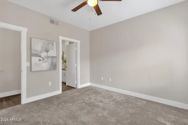 a view of an empty walk in closet