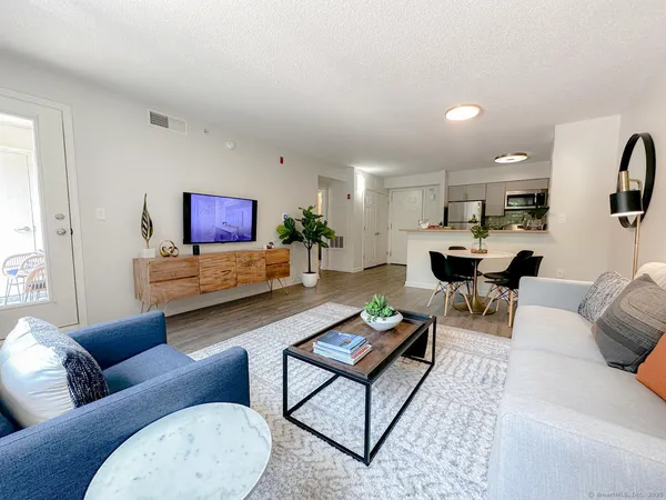 a living room with furniture and a couch