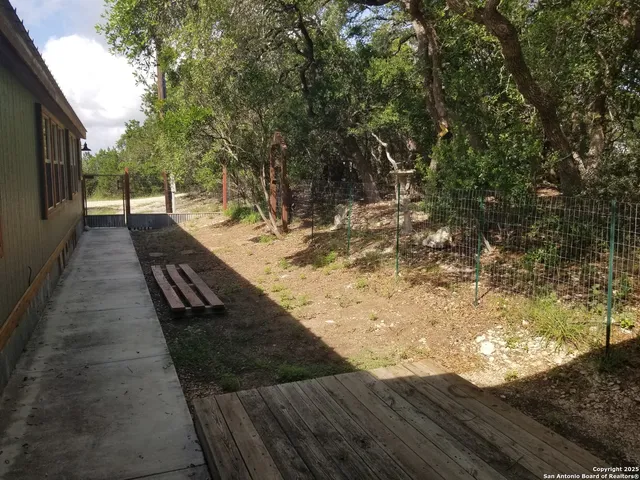 a view of a yard with a tree