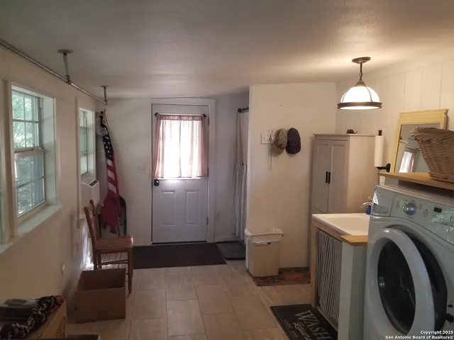 a view of a yard with mountain view