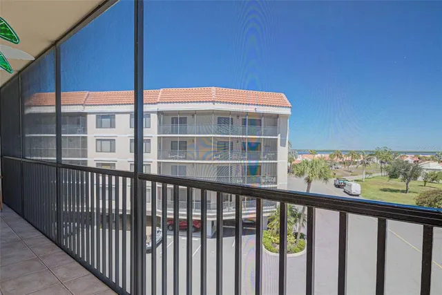 a view of a large building from a window