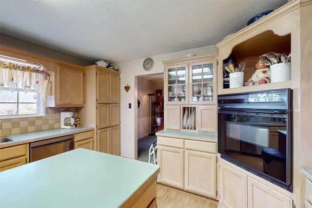 a kitchen with lots of counter top space