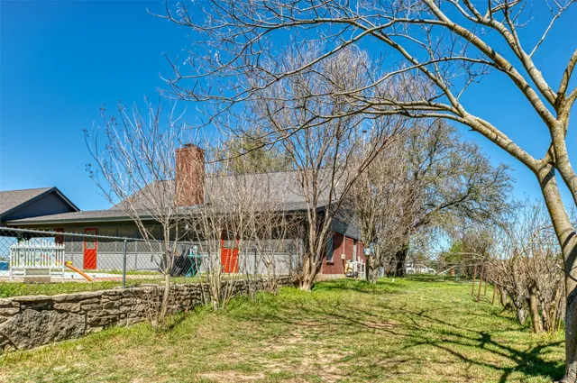 a view of a big yard next to a building