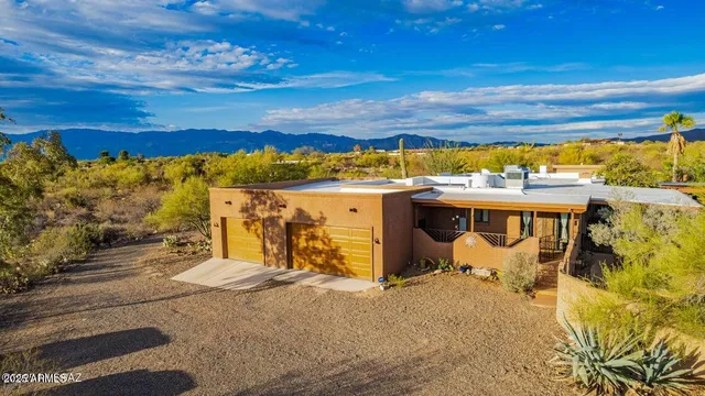 a view of a terrace with a water view