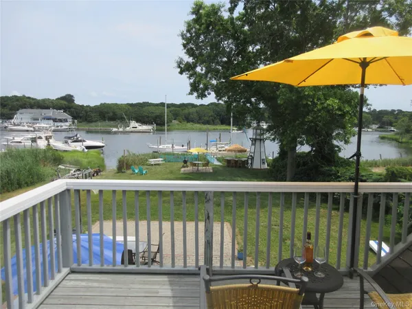 a view of a balcony with lake view