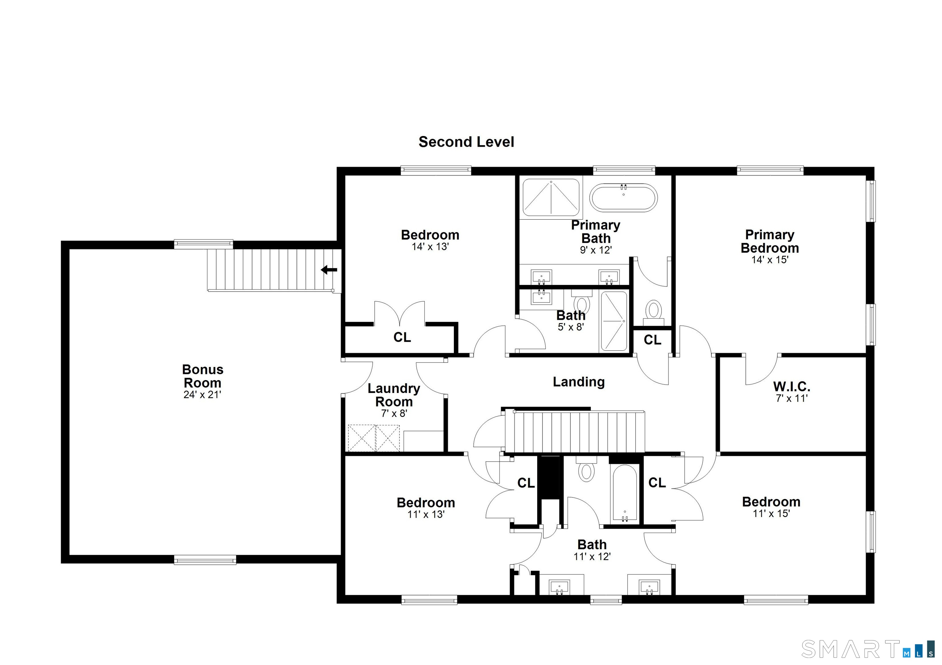 218 Lower Farm Road Fairfield, CT 06824 - Photo 40 of 40 Second Level Floor Plan